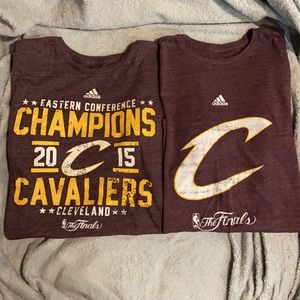 BUNDLE of 2 Adidas Maroon Cleveland Cavaliers T-Shirts Size Medium